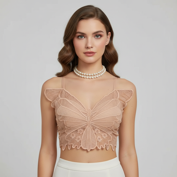 Maroon Butterfly Lace Crop Top