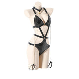 HOUX: The Intimate Armor – Patent Leather Harness Body Suit Set