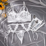 HOUX Plus Size Floral Lace Lingerie Set – Sexy 3-Piece Oversize Nightwear for Women