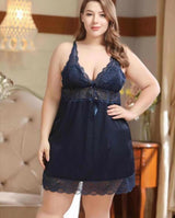 HOUX Women's Plus-Size Lace & Satin Nightwear – Deep Red Lingerie Babydoll