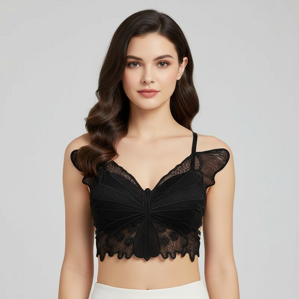 Maroon Butterfly Lace Crop Top